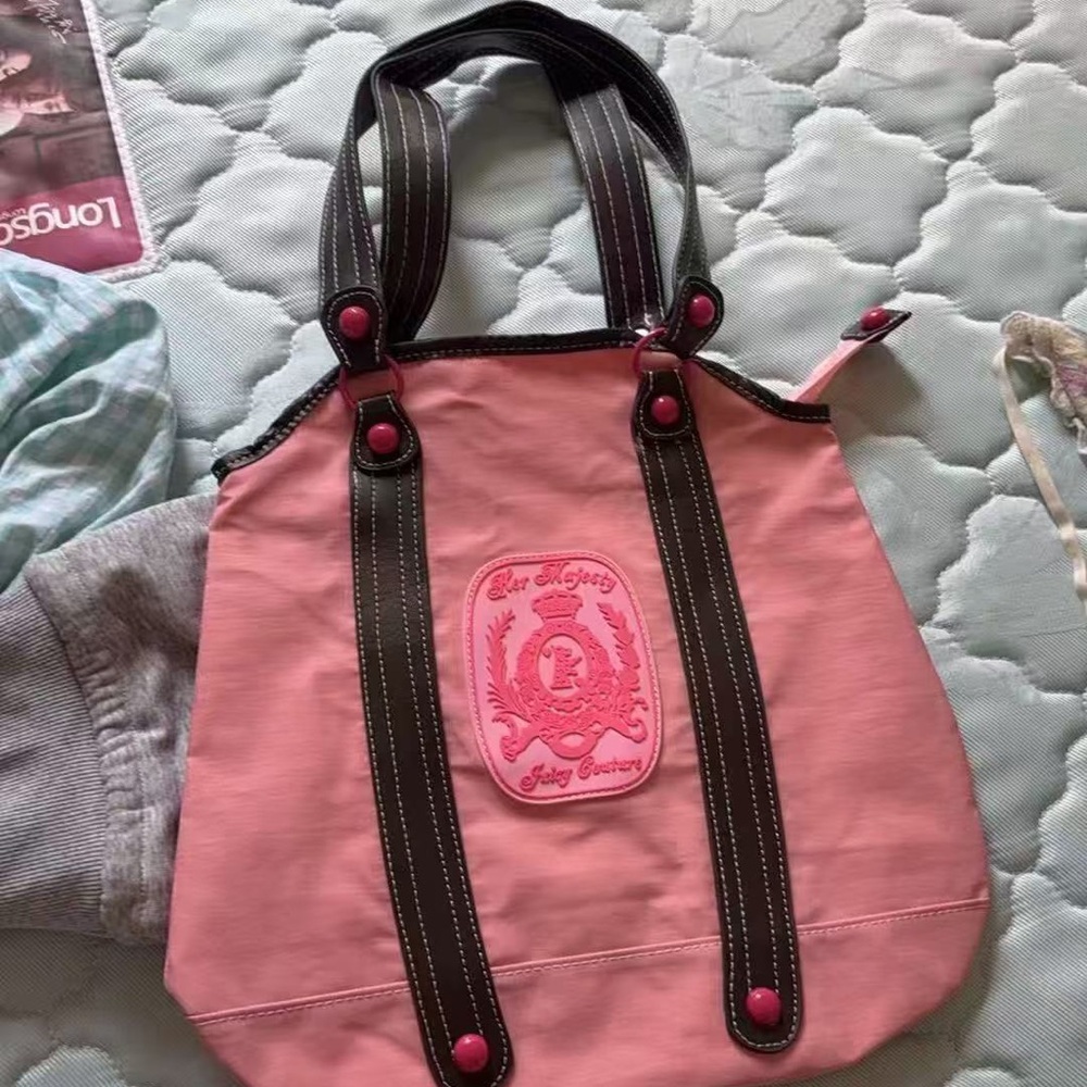 Juicy Couture Pink Tote with Brown Contrast Straps